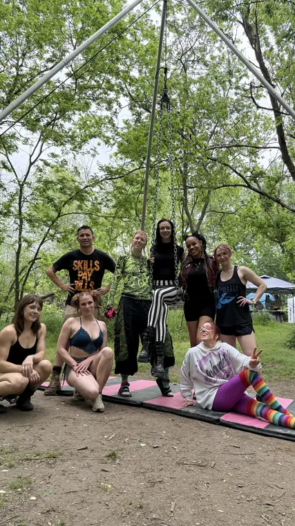 Teaching an aerial chains workshop at Flowstorm festival