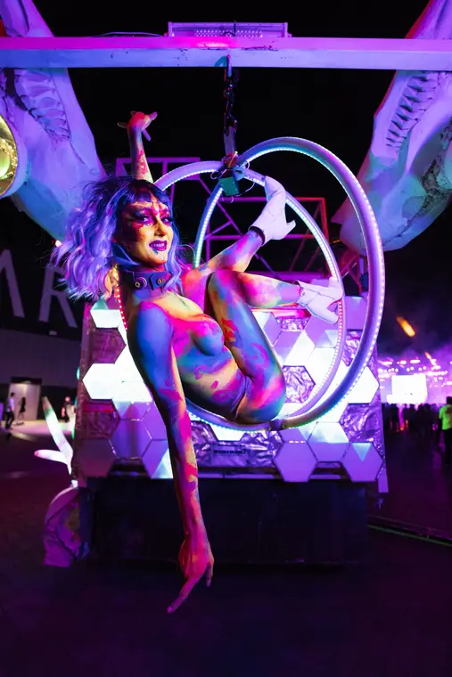 Aerial sphere performance at AREA15 Las Vegas
