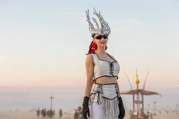 Stilt costume on the playa at Burning Man