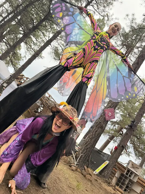 Butterfly stilt costume at June Jam