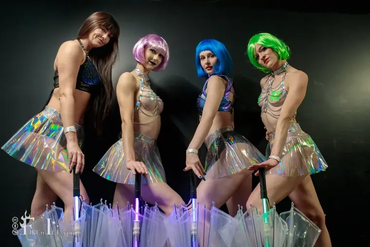 Two LED performers in cyberpunk costume