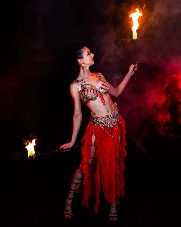Fire torches with red smoke