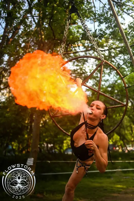 Fire breathing from the aerial pentagram