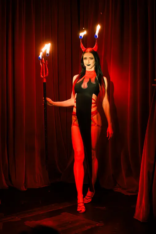 Devil character fire act