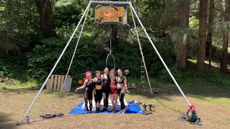 Teaching aerial hoop at the Firedrums festival