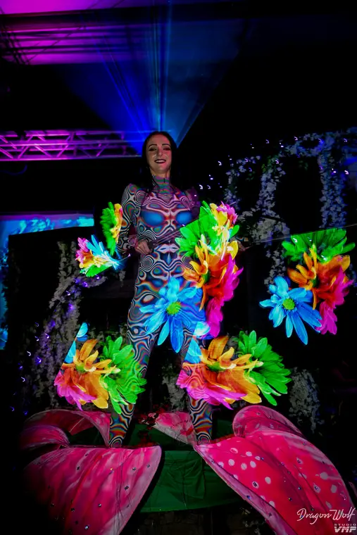 Two LED staffs spinning