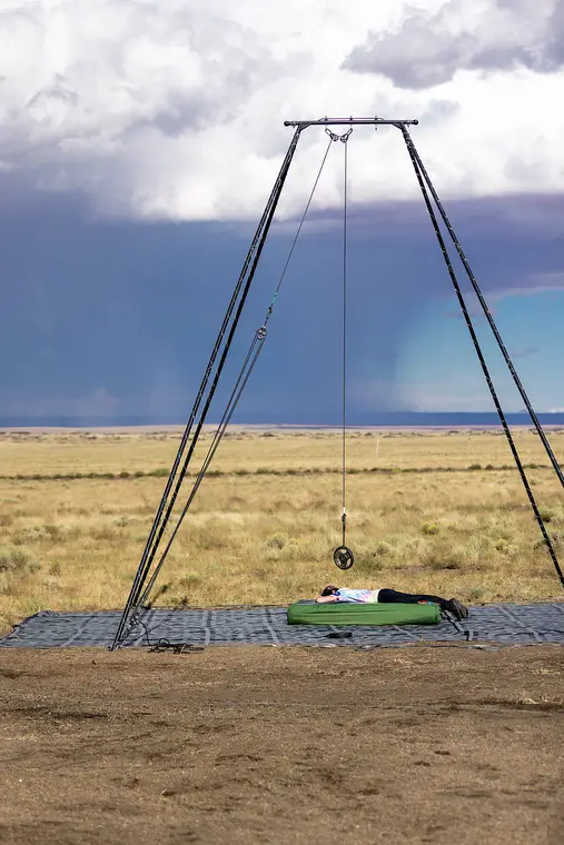 Caroline's rig set up as aerial coordinator at Southwest Flow Festival