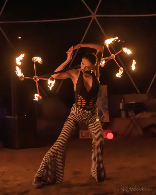 Fire dragon staff at Southwest Flow Festival
